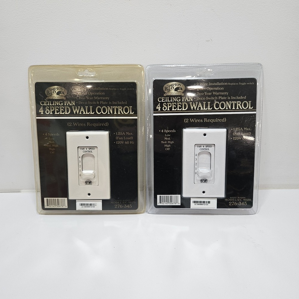 2 Hampton Bay Ceiling‎ Fan 4 Speed Wall Control Model UC9020 - Brand New 276-345